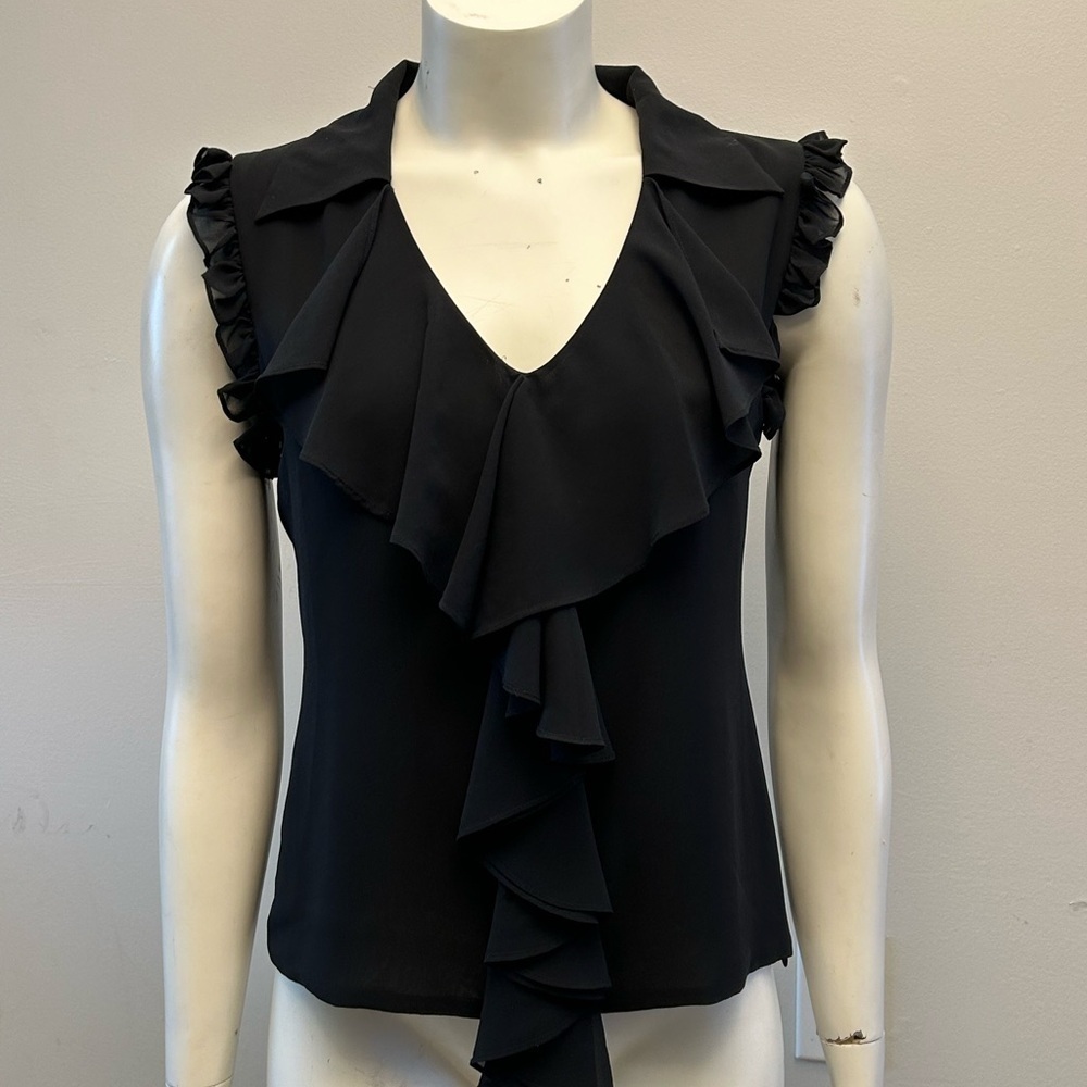 J.MICHAELS black sleeveless ruffle top in new condition. Pit to pit-19”. - Picture 8 of 10